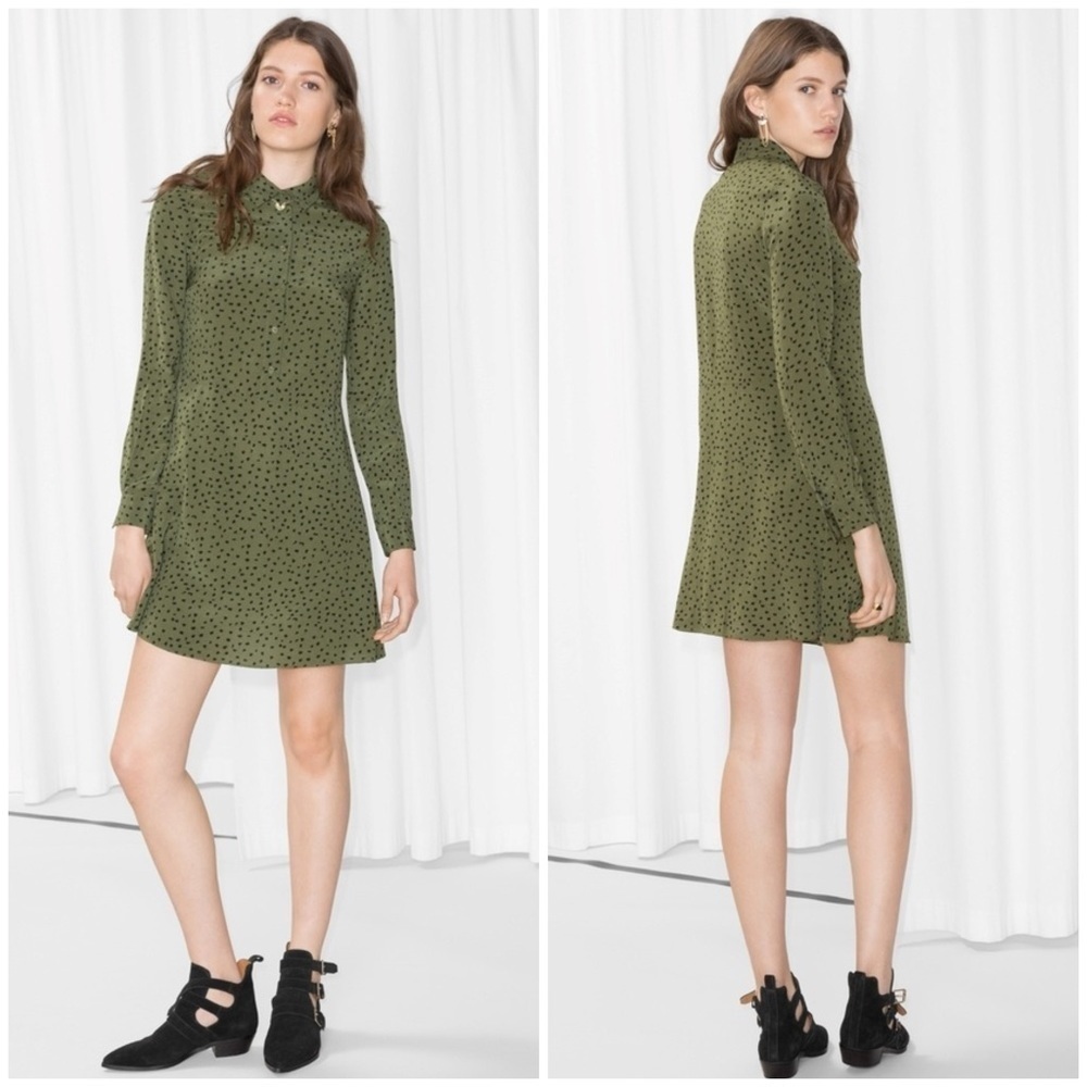 Stockholm Atelier & Other Stories Women's Long Sleeve A Line Dress Green Size 6